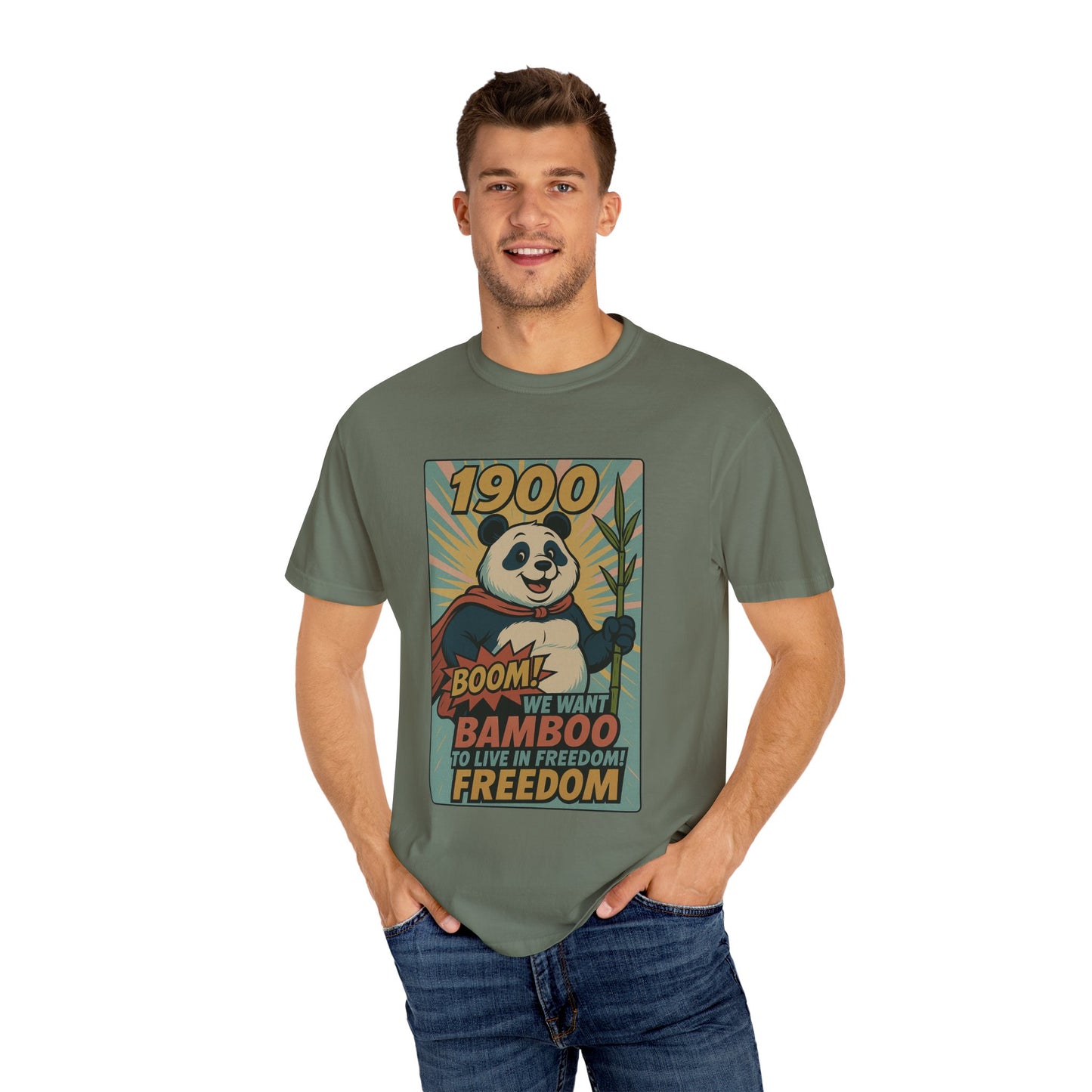 Heroic Panda T-shirt - Freedom, Eco-friendly Apparel, Casual Wear, Cute Gift for Animal Lovers