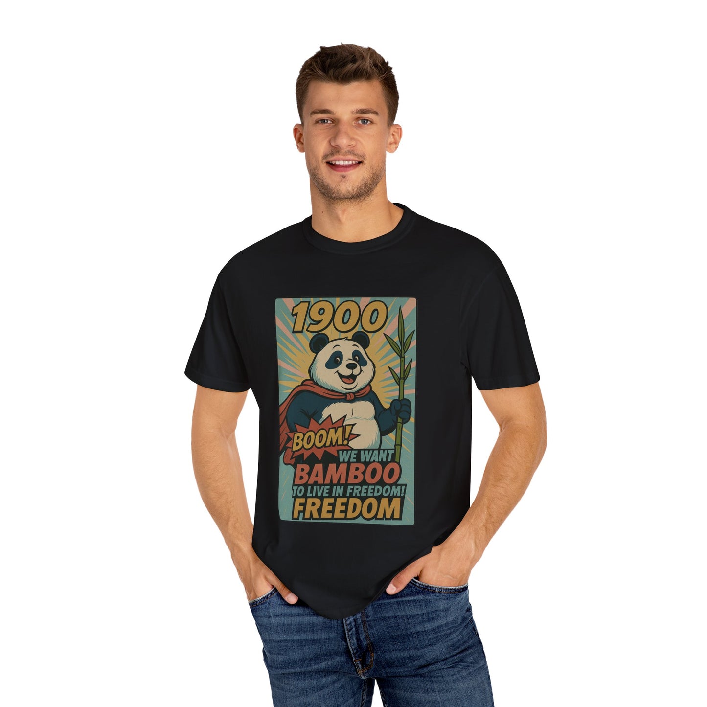 Heroic Panda T-shirt - Freedom, Eco-friendly Apparel, Casual Wear, Cute Gift for Animal Lovers