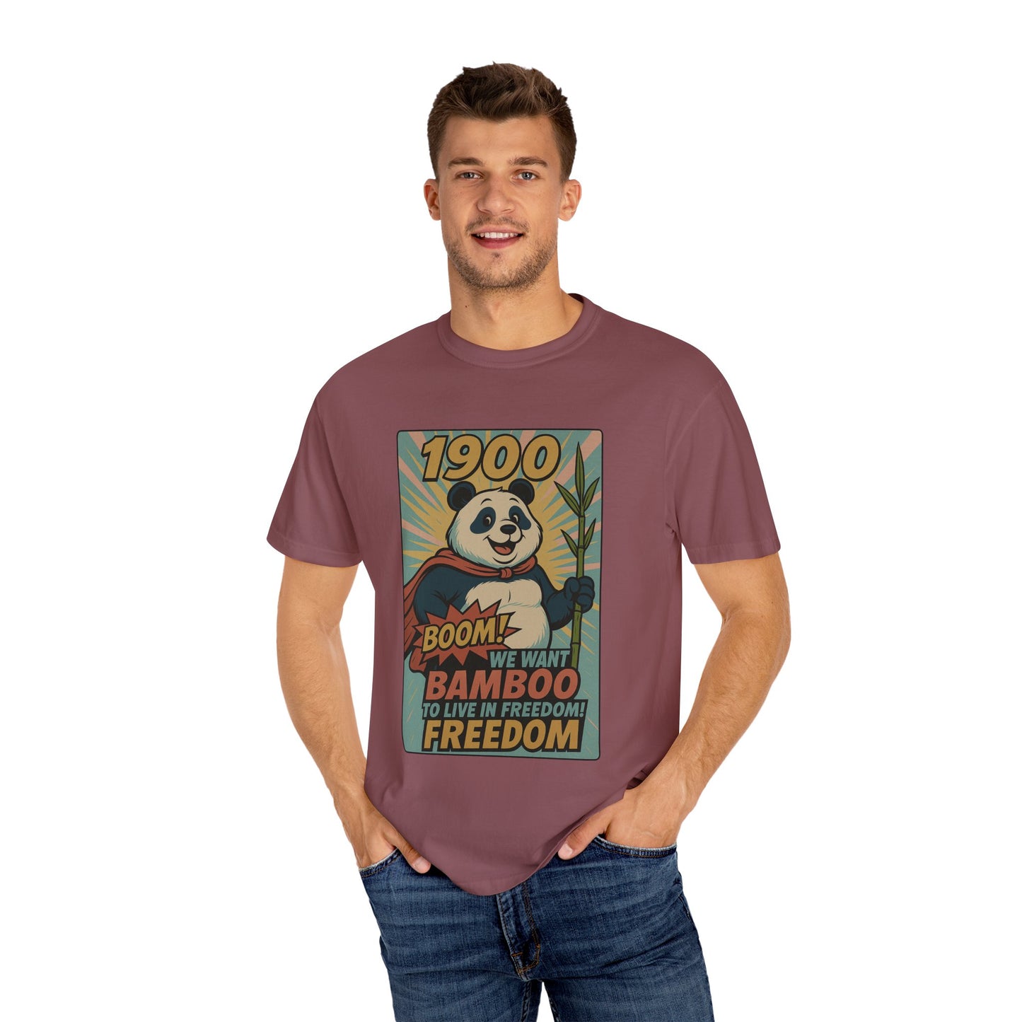 Heroic Panda T-shirt - Freedom, Eco-friendly Apparel, Casual Wear, Cute Gift for Animal Lovers