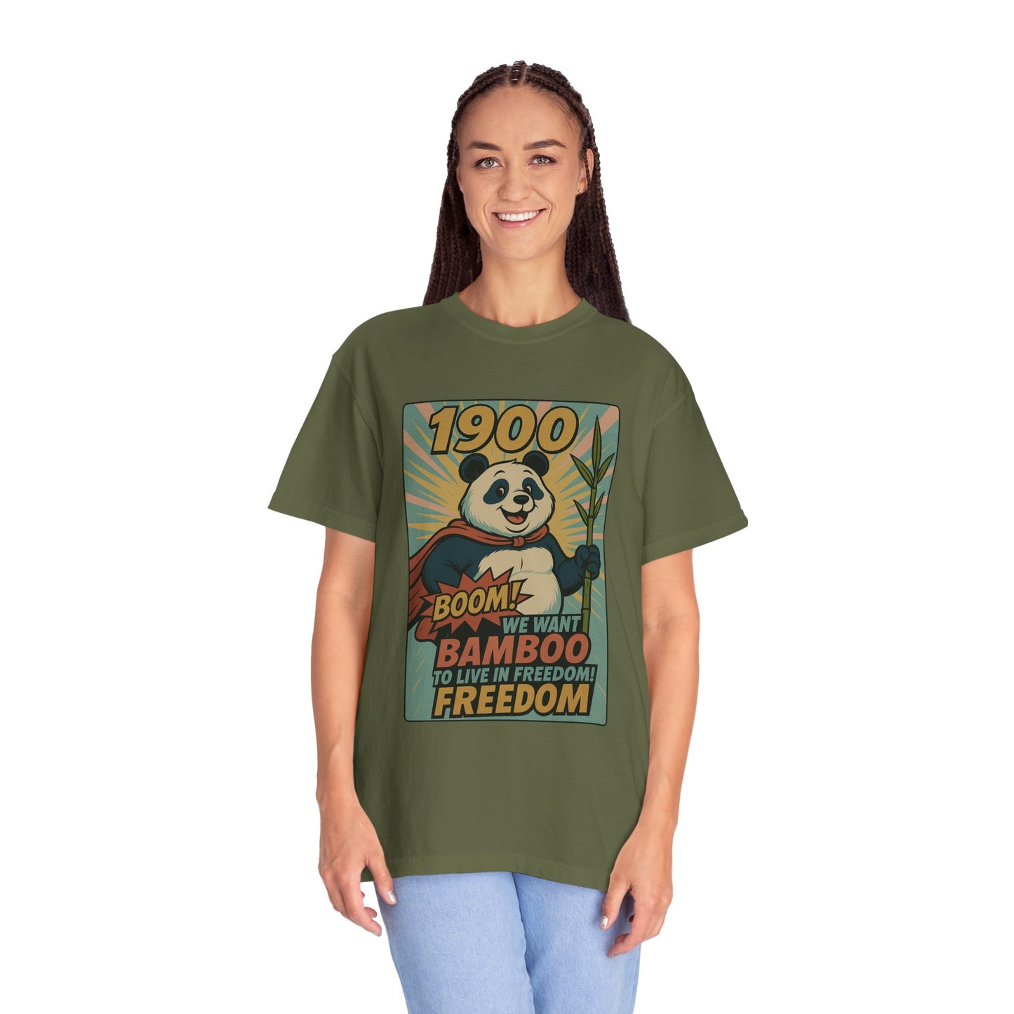 Heroic Panda T-shirt - Freedom, Eco-friendly Apparel, Casual Wear, Cute Gift for Animal Lovers