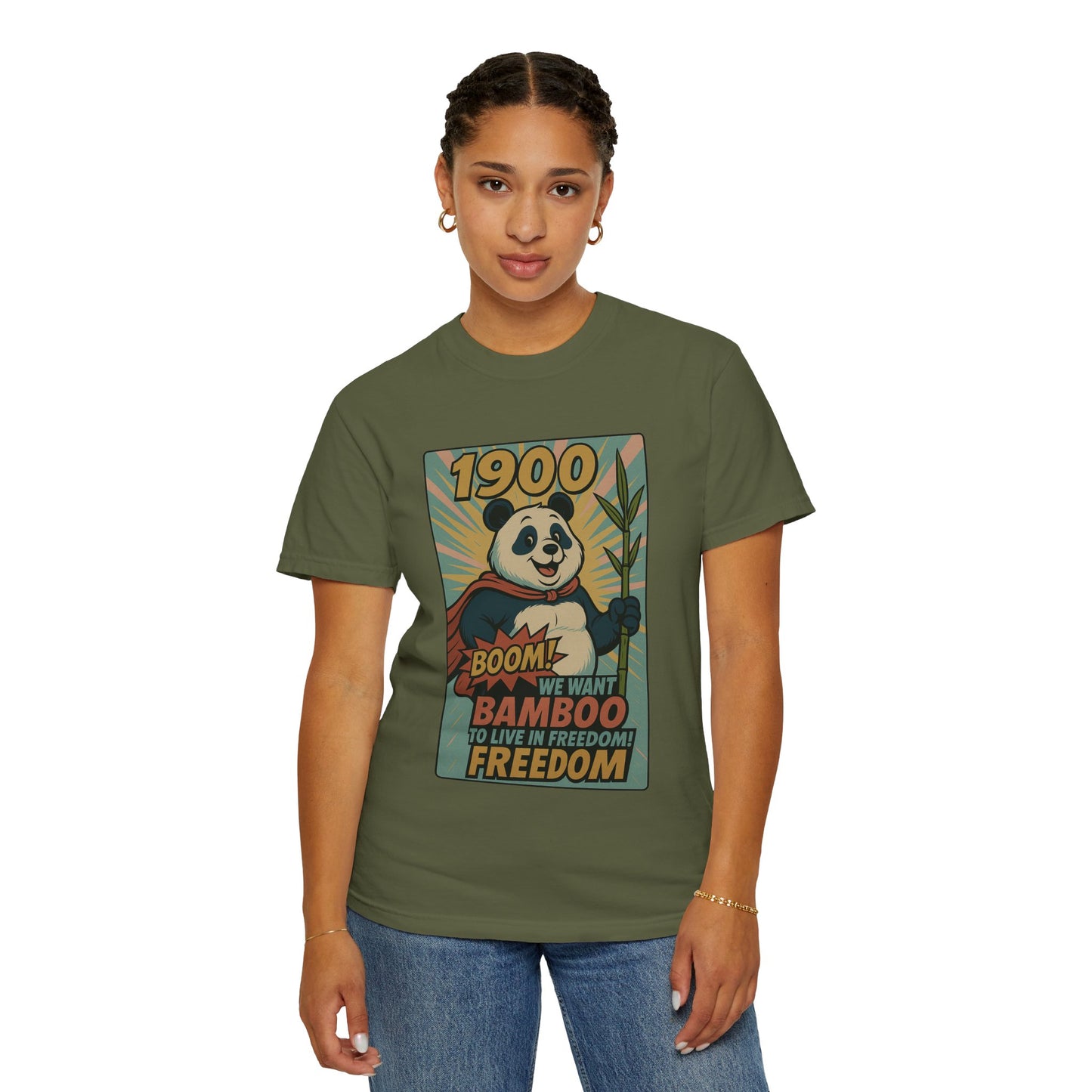 Heroic Panda T-shirt - Freedom, Eco-friendly Apparel, Casual Wear, Cute Gift for Animal Lovers