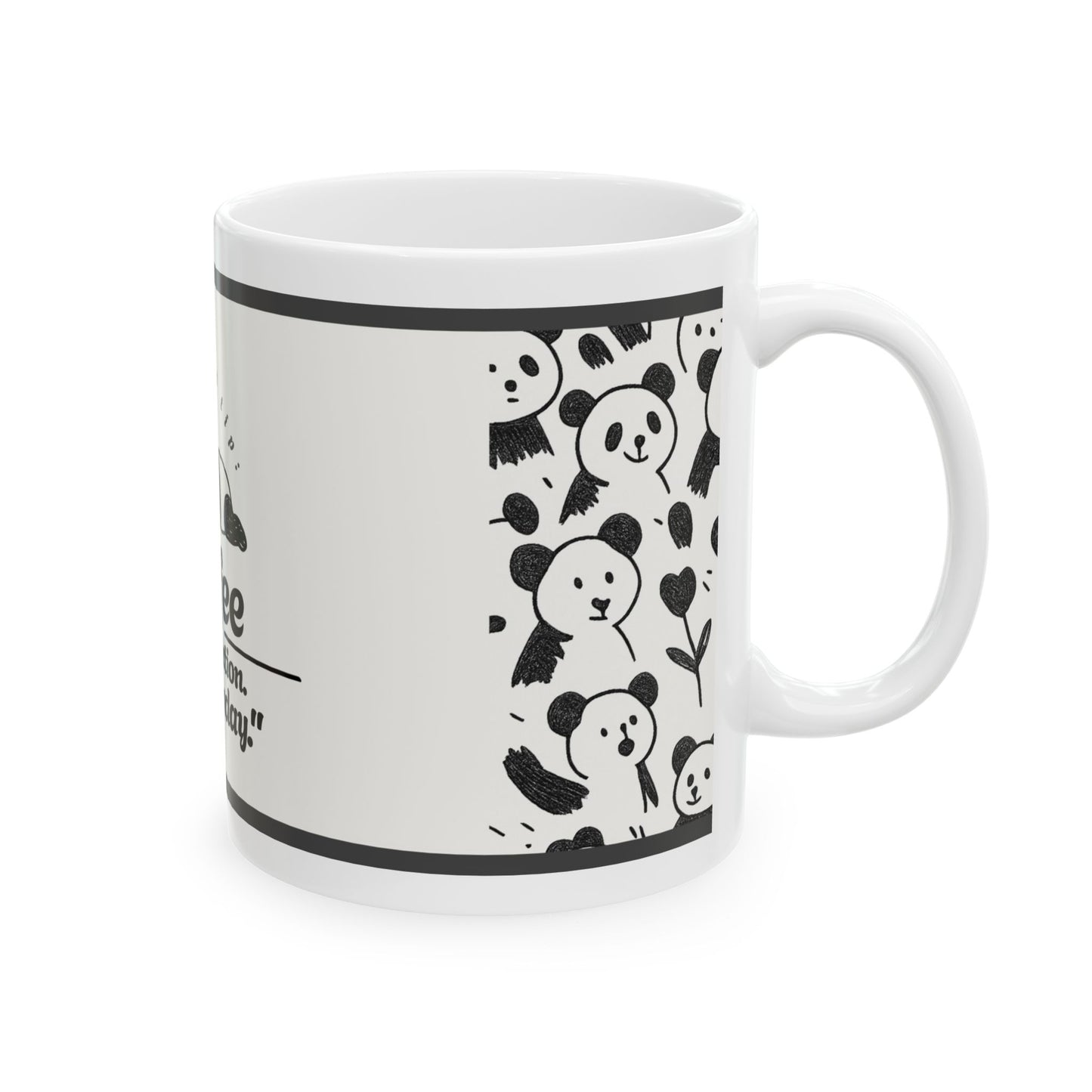 Panda Coffee Mug - "Coffee or Extinction, It's Monday!" Ceramic Mug for Coffee Lovers