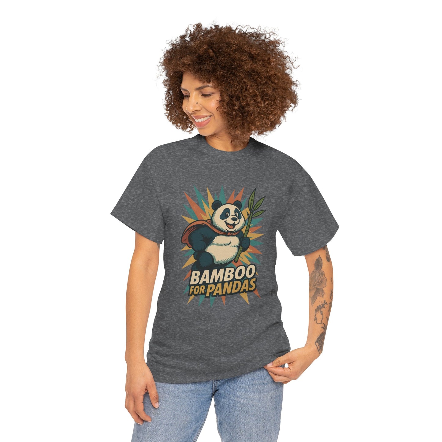 Cute Panda Bamboo Unisex Cotton Tee, Animal Lover Gift, Eco-Friendly Apparel, Casual Wear, Nature-Themed Shirt