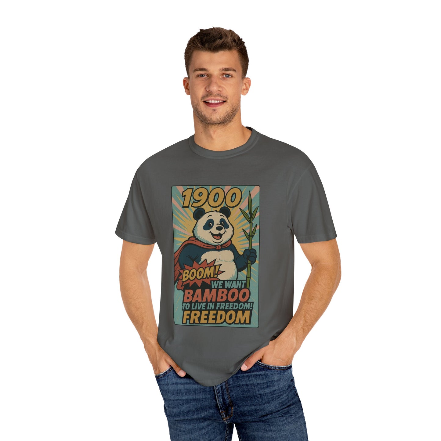 Heroic Panda T-shirt - Freedom, Eco-friendly Apparel, Casual Wear, Cute Gift for Animal Lovers