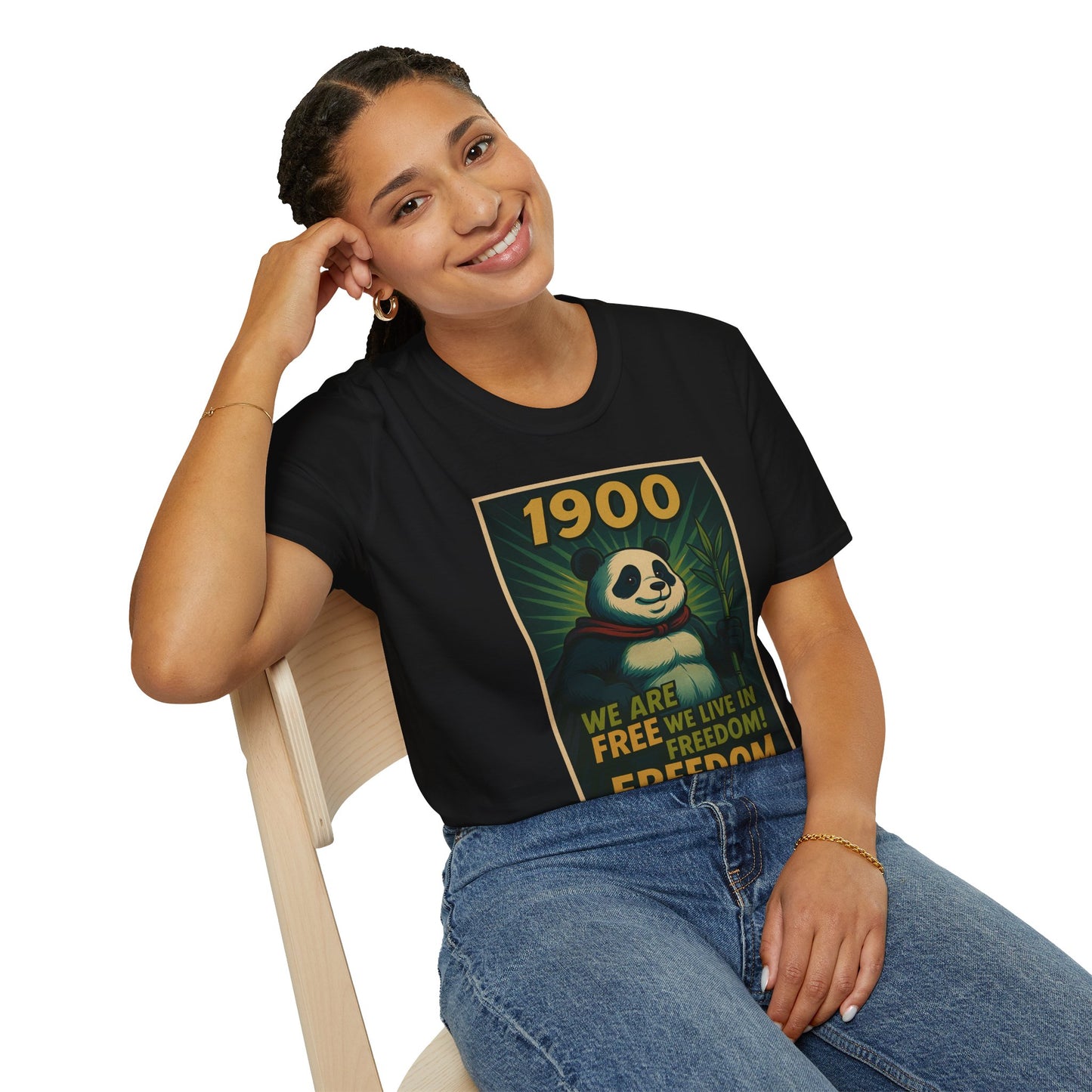 Panda Freedom T-Shirt, Fun Graphic Tee, Gifts for Animal Lovers, Casual Wear, Unique Vintage Style Tee