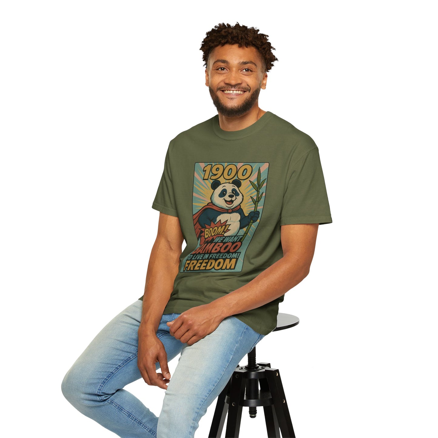 Heroic Panda T-shirt - Freedom, Eco-friendly Apparel, Casual Wear, Cute Gift for Animal Lovers