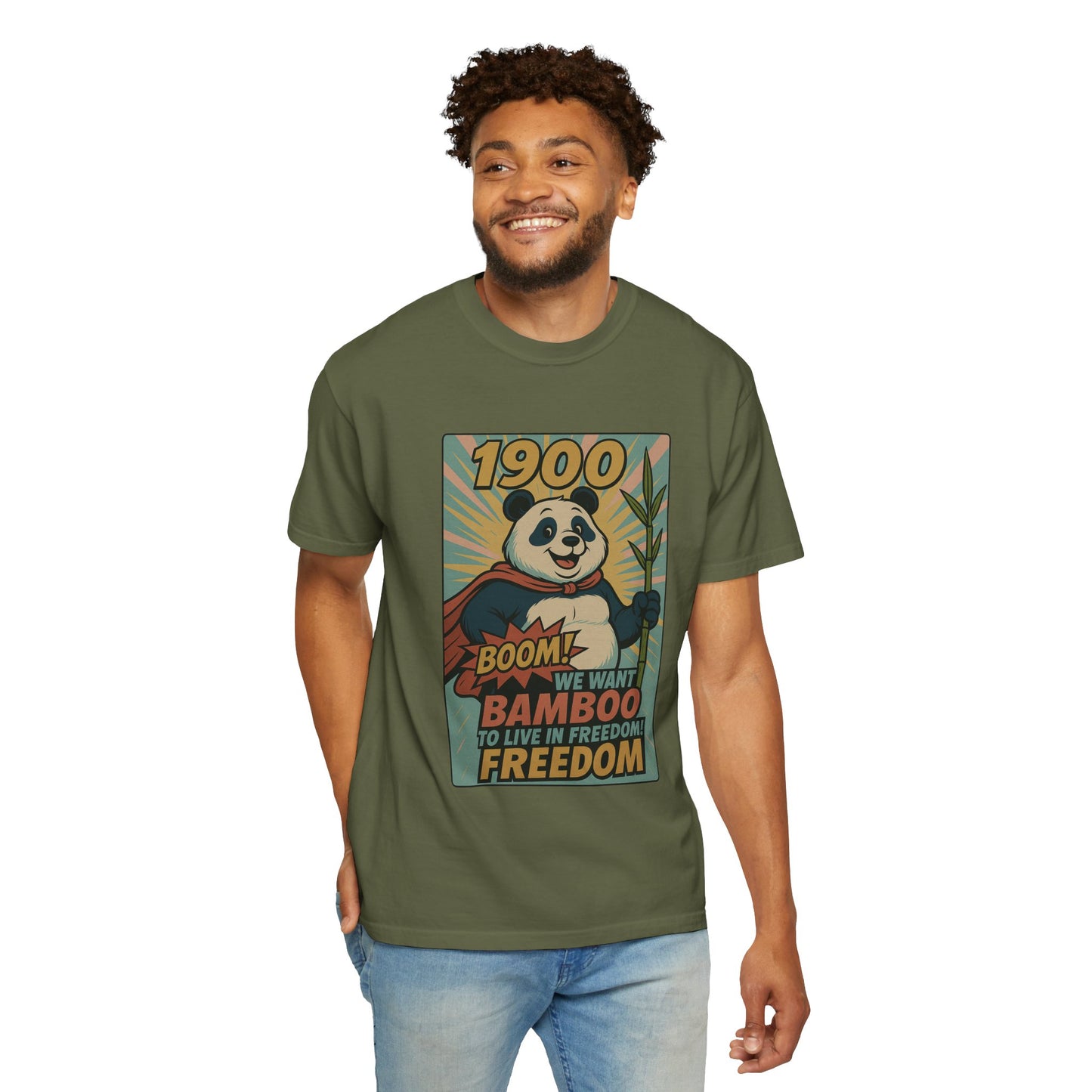 Heroic Panda T-shirt - Freedom, Eco-friendly Apparel, Casual Wear, Cute Gift for Animal Lovers
