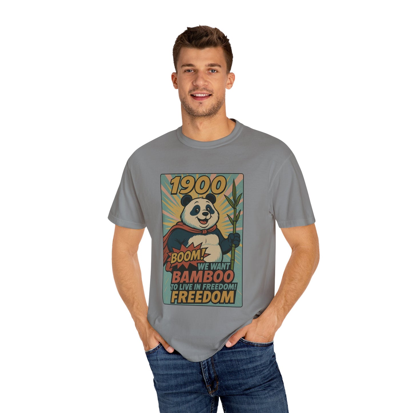 Heroic Panda T-shirt - Freedom, Eco-friendly Apparel, Casual Wear, Cute Gift for Animal Lovers